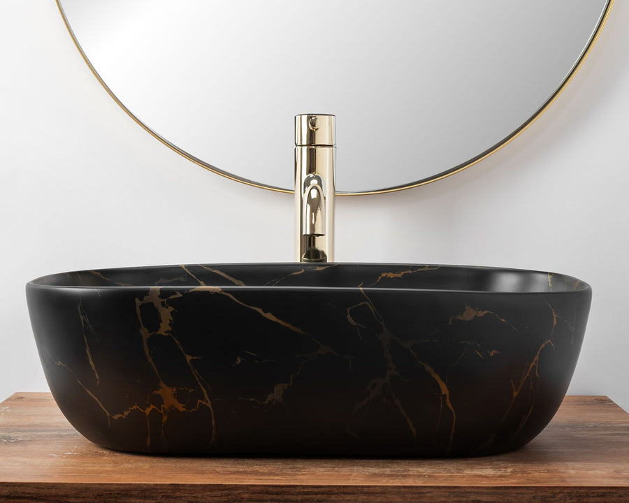 Umywalka nablatowa Rea Belinda Black Marble Mat