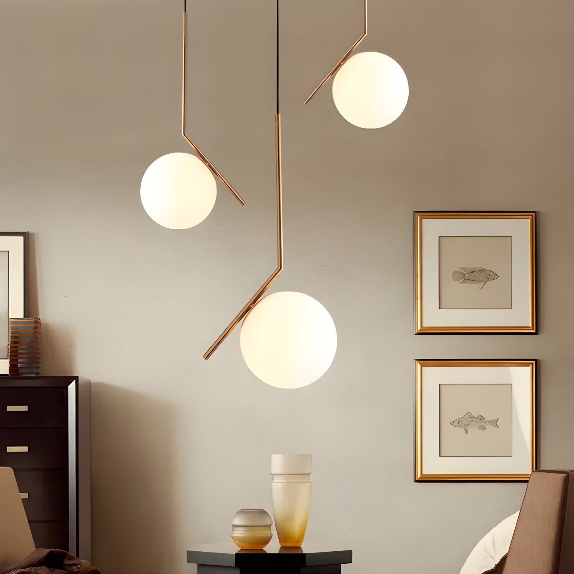 Lampa Sufitowa Wisząca Szklana Kula  G106-1W Złota Biała  7