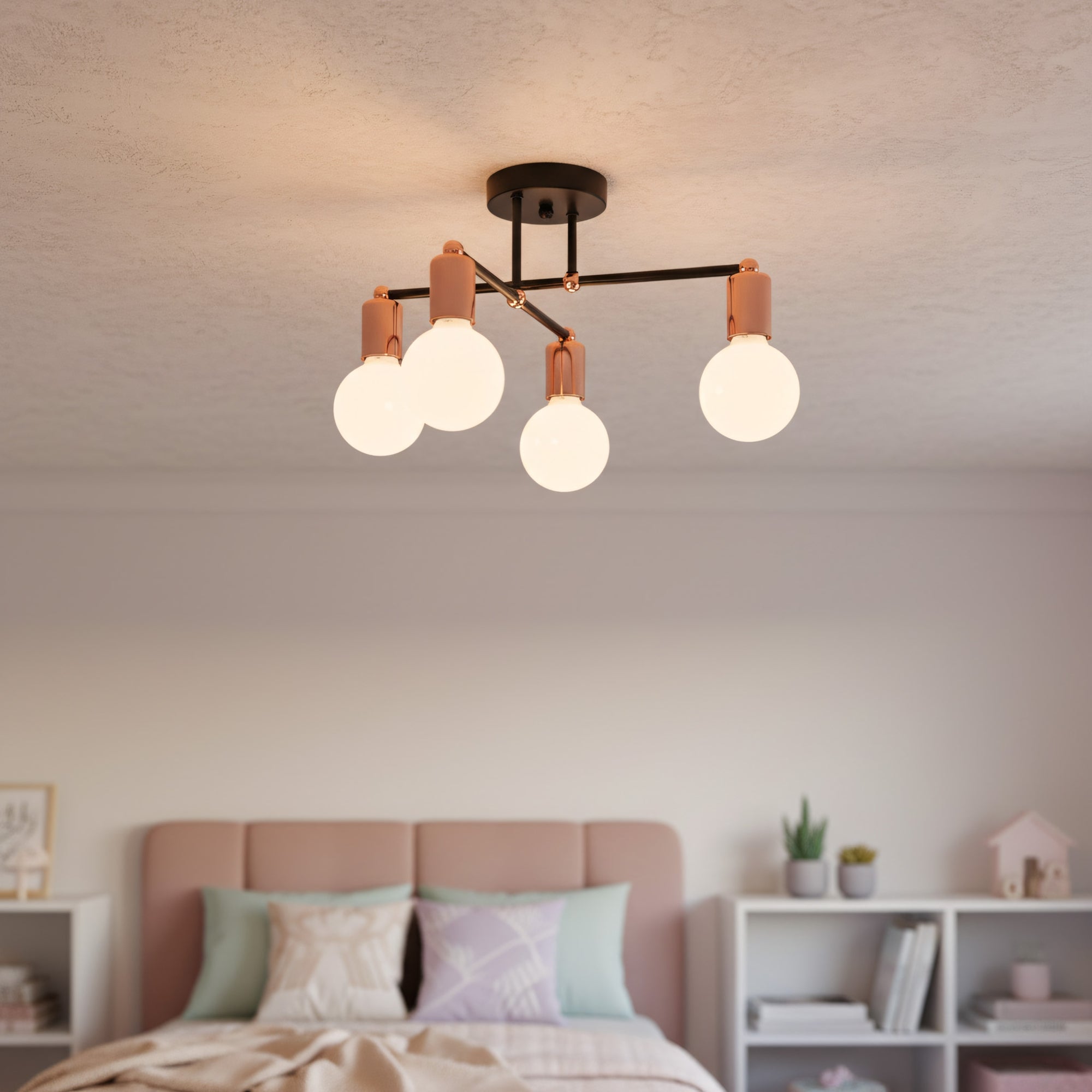 Lampa Sufitowa Wisząca Poczwórna  392200 Różowe Złoto  2