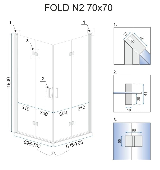 Kabina Rea Składana Fold N2 Prysznicowa Chrome