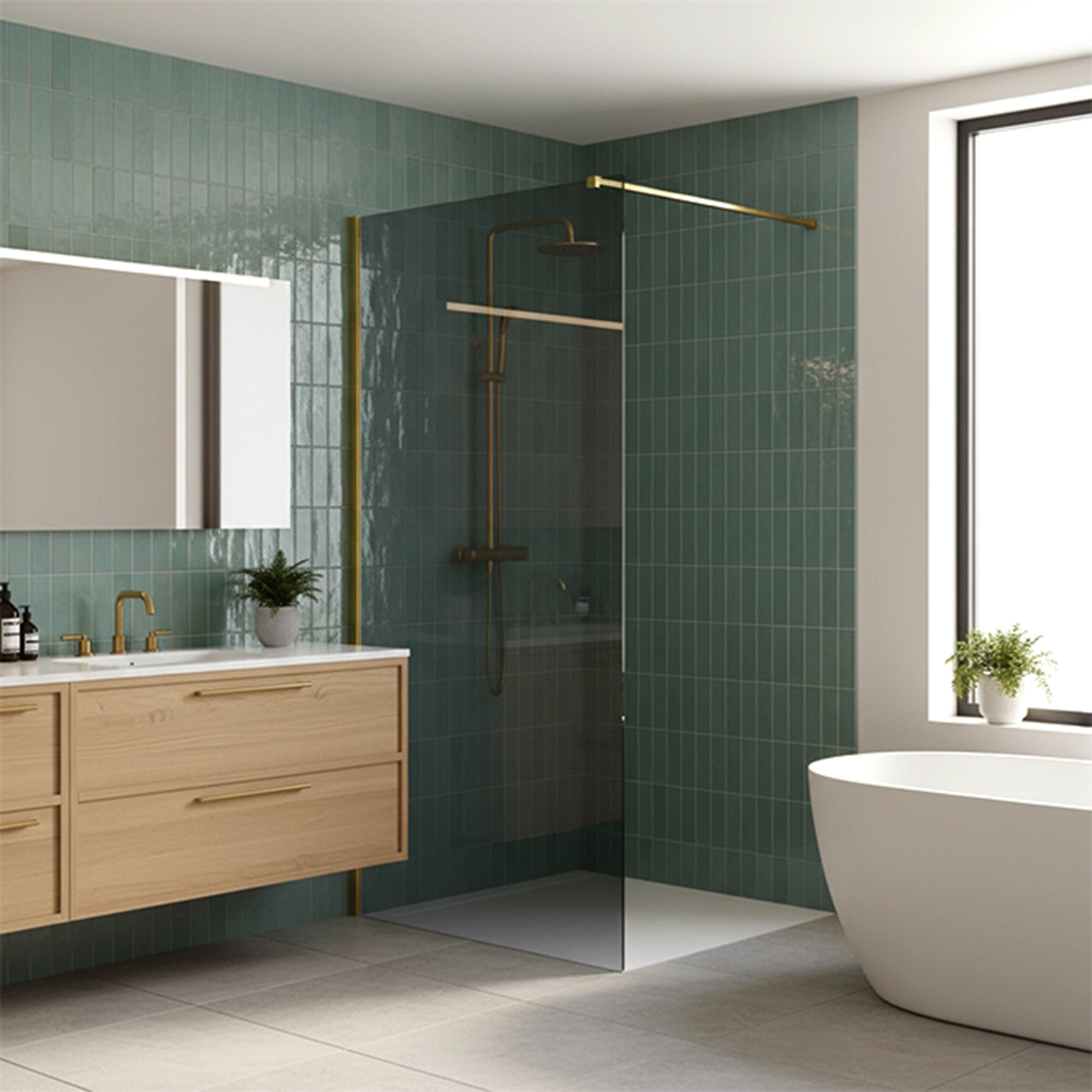 Kabina prysznicowa Walk-In Rea Flexi Grey / Gold 80  3