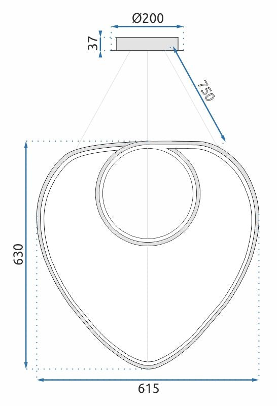 Lampa Sufitowa Wisząca Loop LED + Pilot APP796-cp Czarna