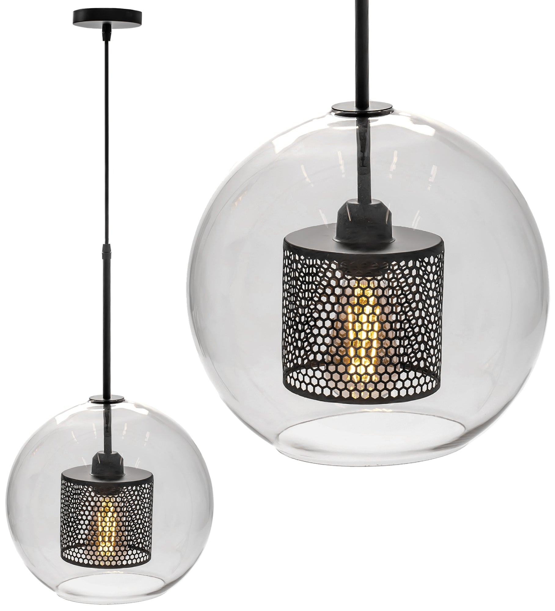 Lampa wisząca szklana loft APP559-1CP 30cm czarna  1