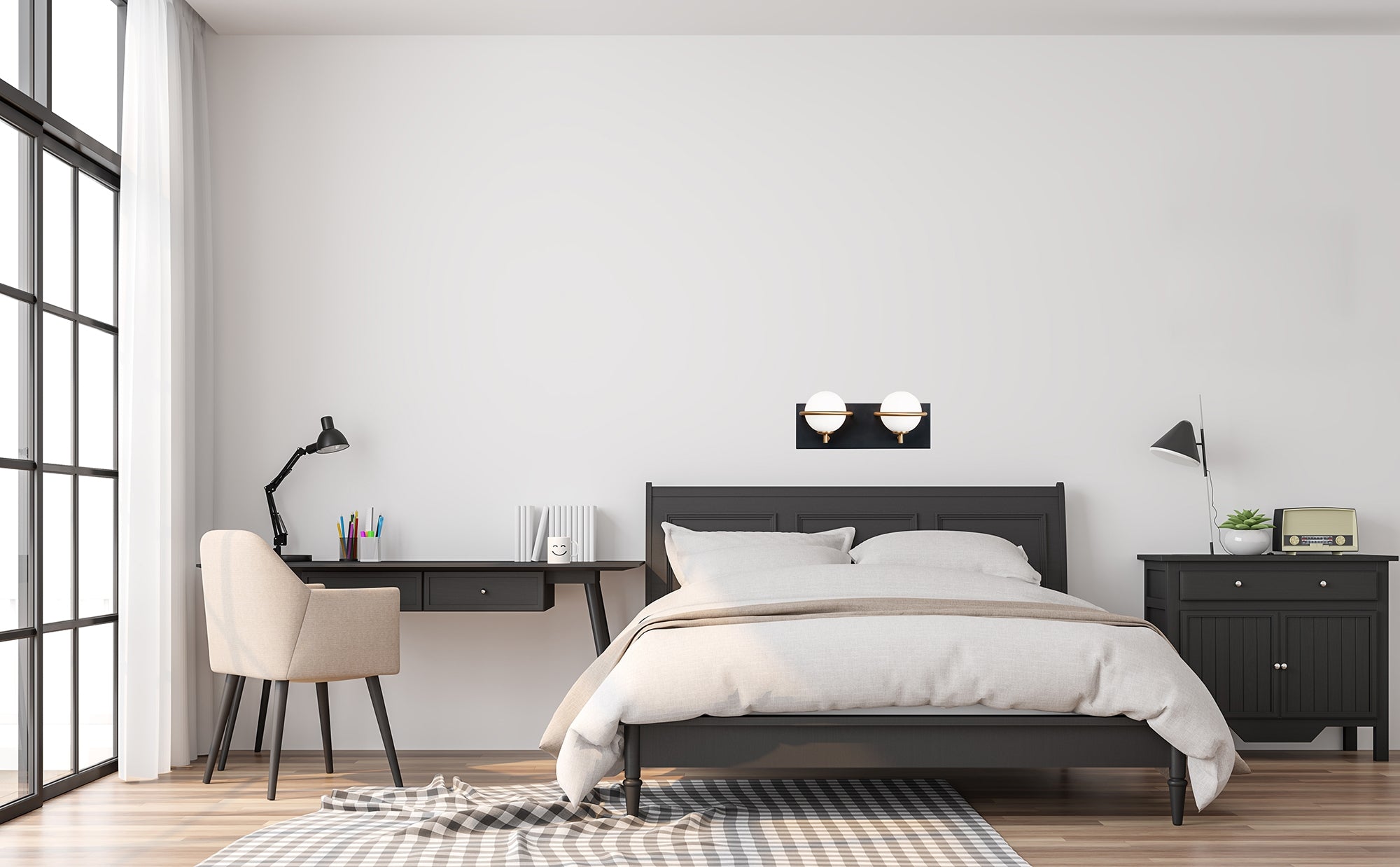 LAMPA ŚCIENNA KINKIET APP1221-2W Czarna  5
