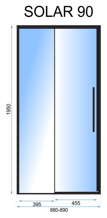 Drzwi prysznicowe SOLAR BLACK MAT 90