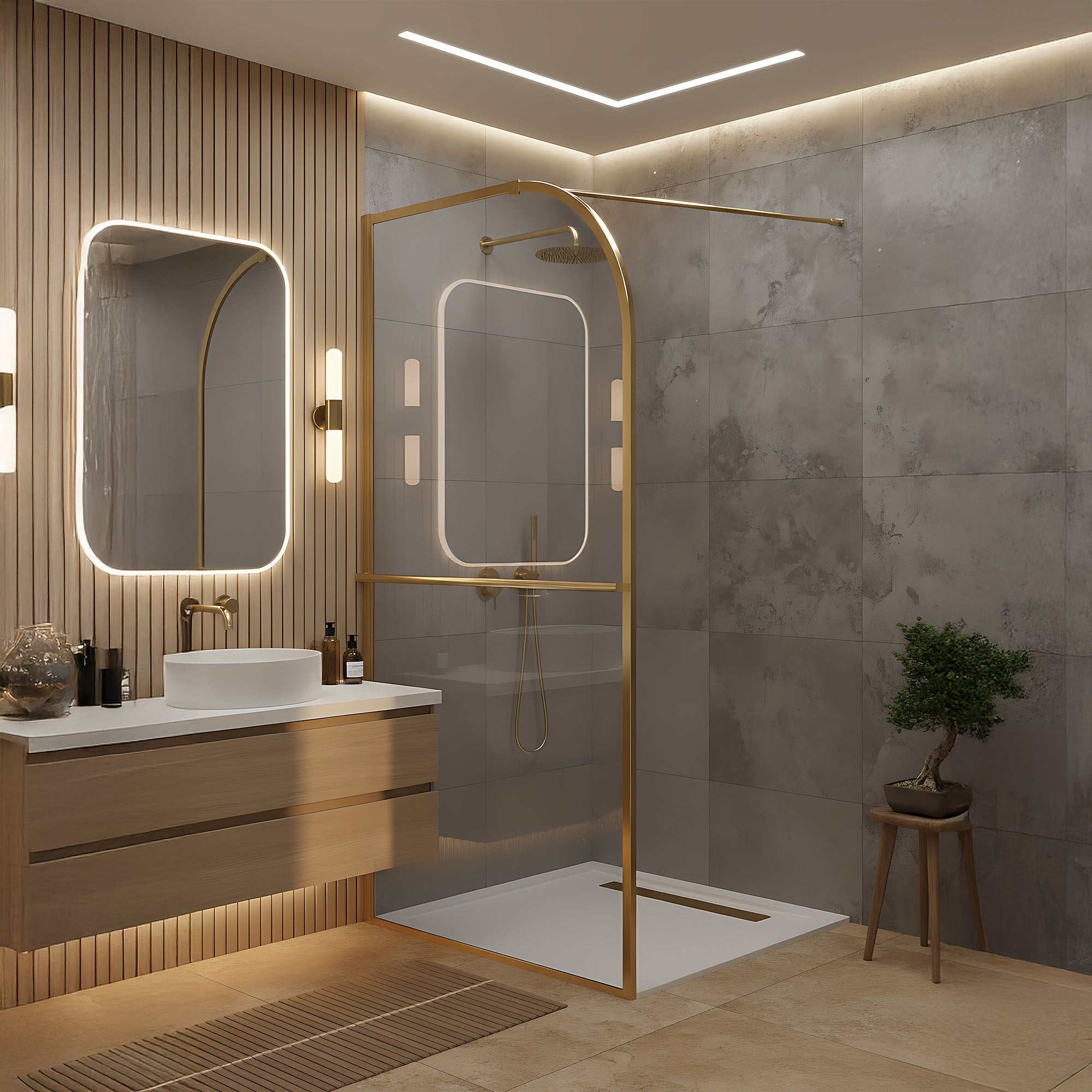 Ścianka Prysznicowa Rea Sky Brush Gold 100  2