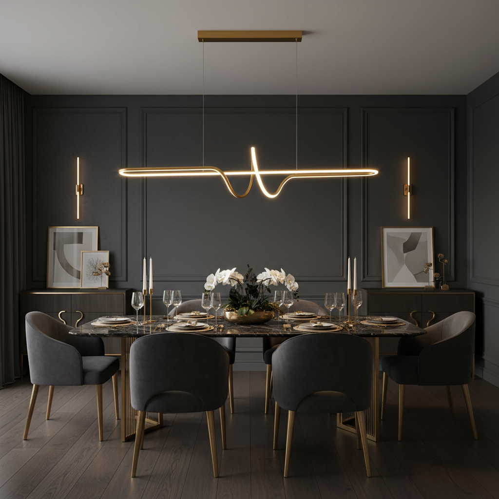 Lampa Sufitowa Wisząca Led Lhj038-cp Złota Szczotkowana  2