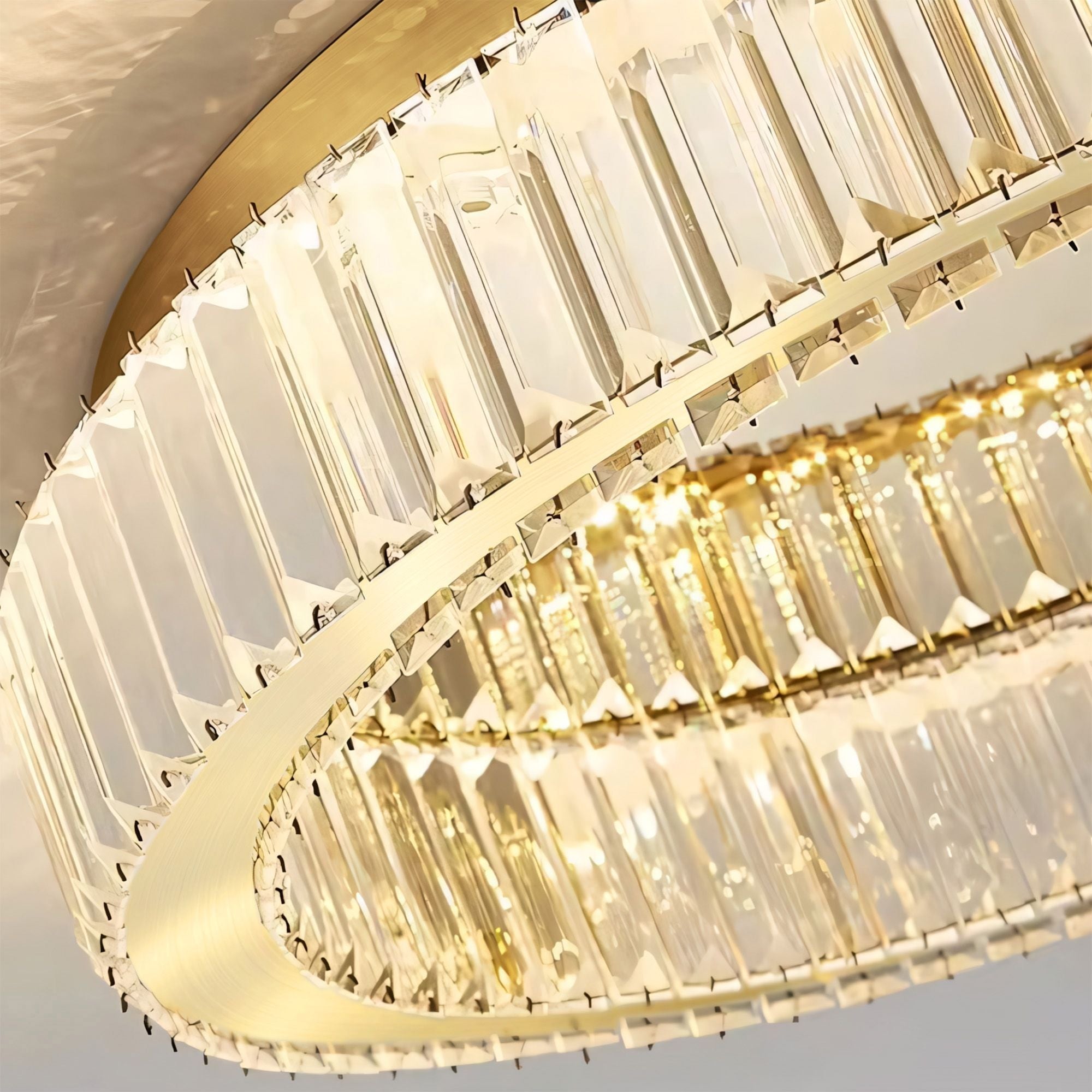 Lampa Kryształowa Plafon App1724-c 60cm Złota Szczotkowana  8