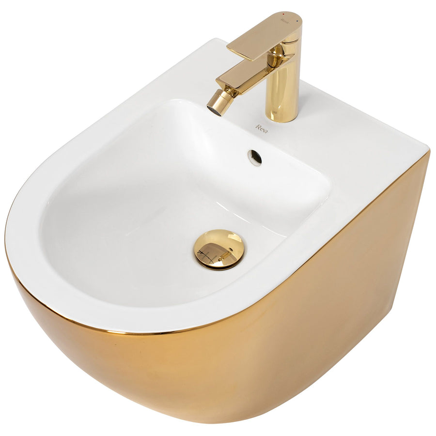 Bidet podwieszany Rea Carlo Mini Gold White