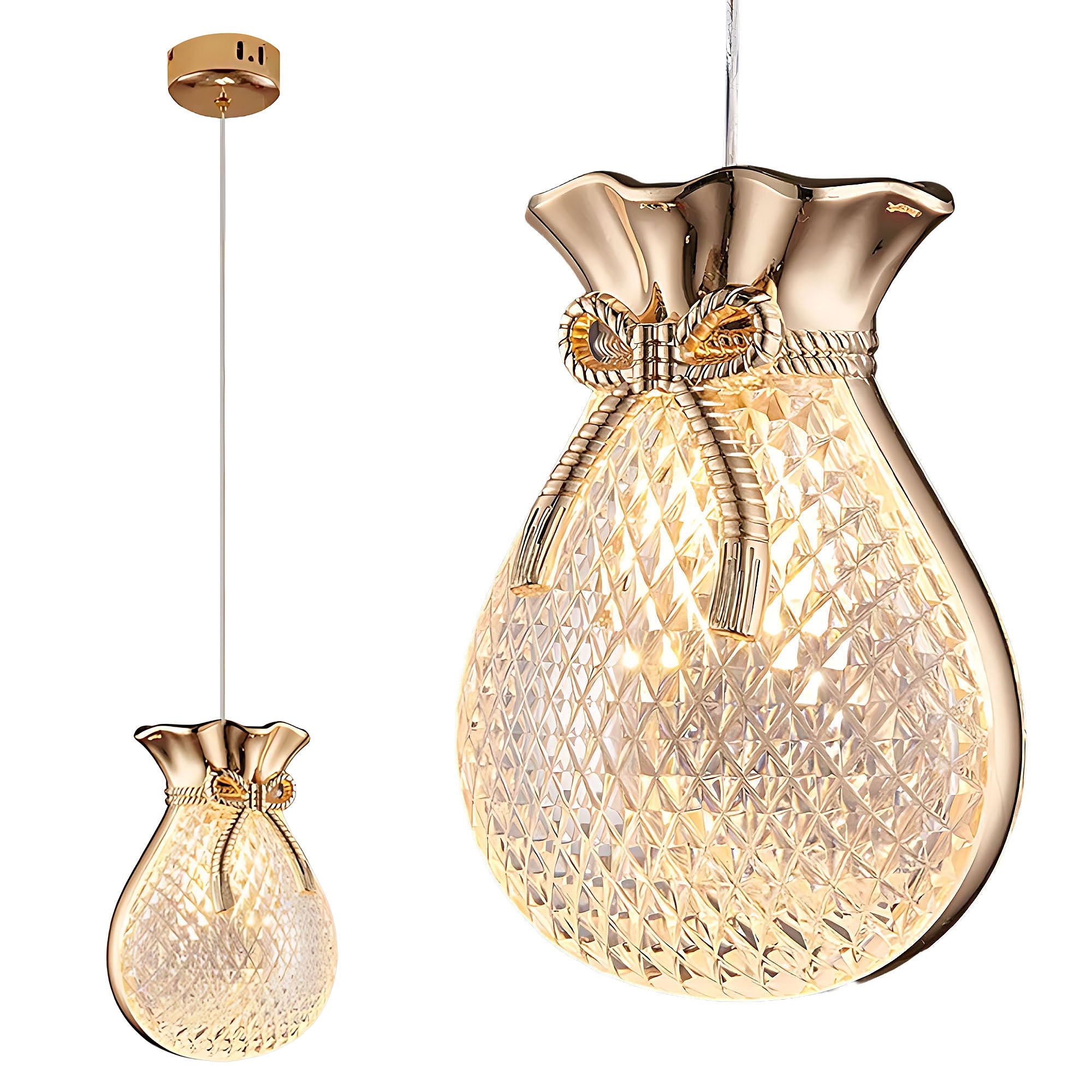 Lampa Sufitowa Wisząca Lhj107-1cp Jasne Różowe Złoto  1