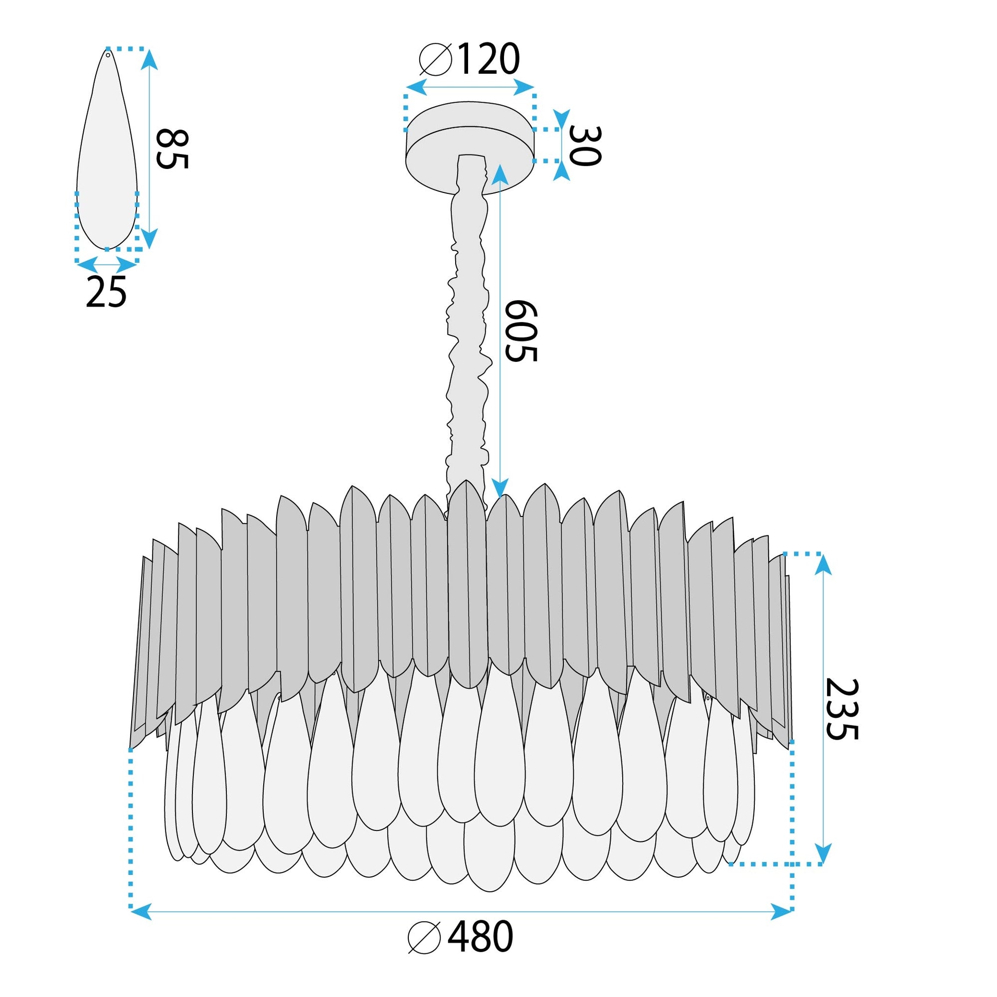 Lampa sufitowa wisząca APP1657-8CP Czarna  9