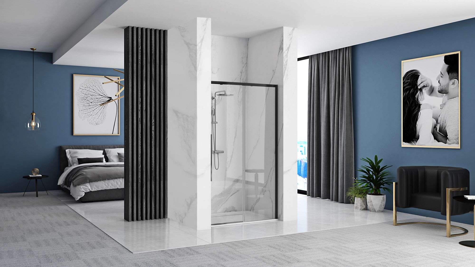 Drzwi prysznicowe SOLAR BLACK MAT 120