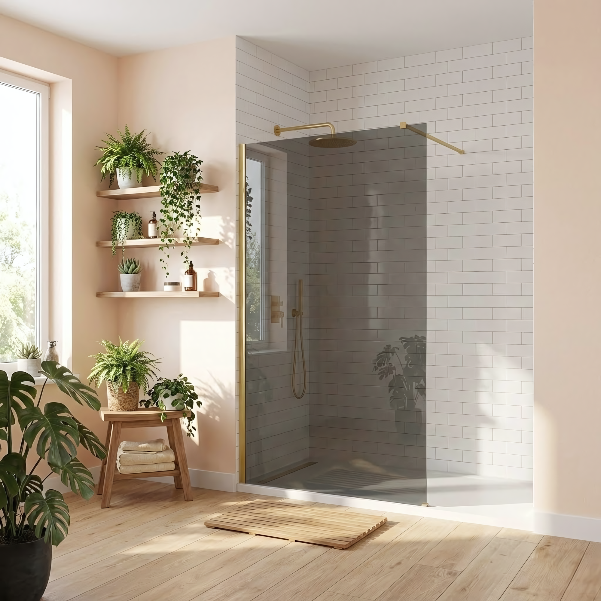 Kabina prysznicowa Walk-In Rea Flexi Grey / Brush Gold 110  4