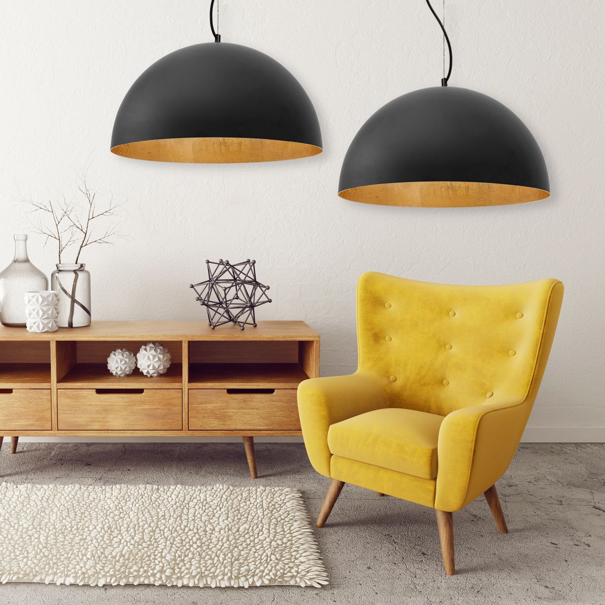 Lampa Sufitowa Wisząca Misa Metalowa 60cm APP380-1CP Czarna