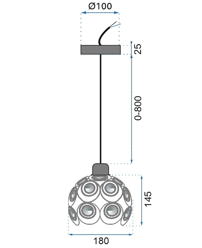 LAMPA WISZĄCA SUFITOWA KRYSZTAŁOWA APP206-1C Czarna  8