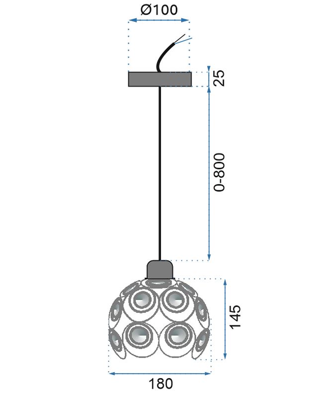 LAMPA WISZĄCA SUFITOWA KRYSZTAŁOWA APP206-1C Czarna