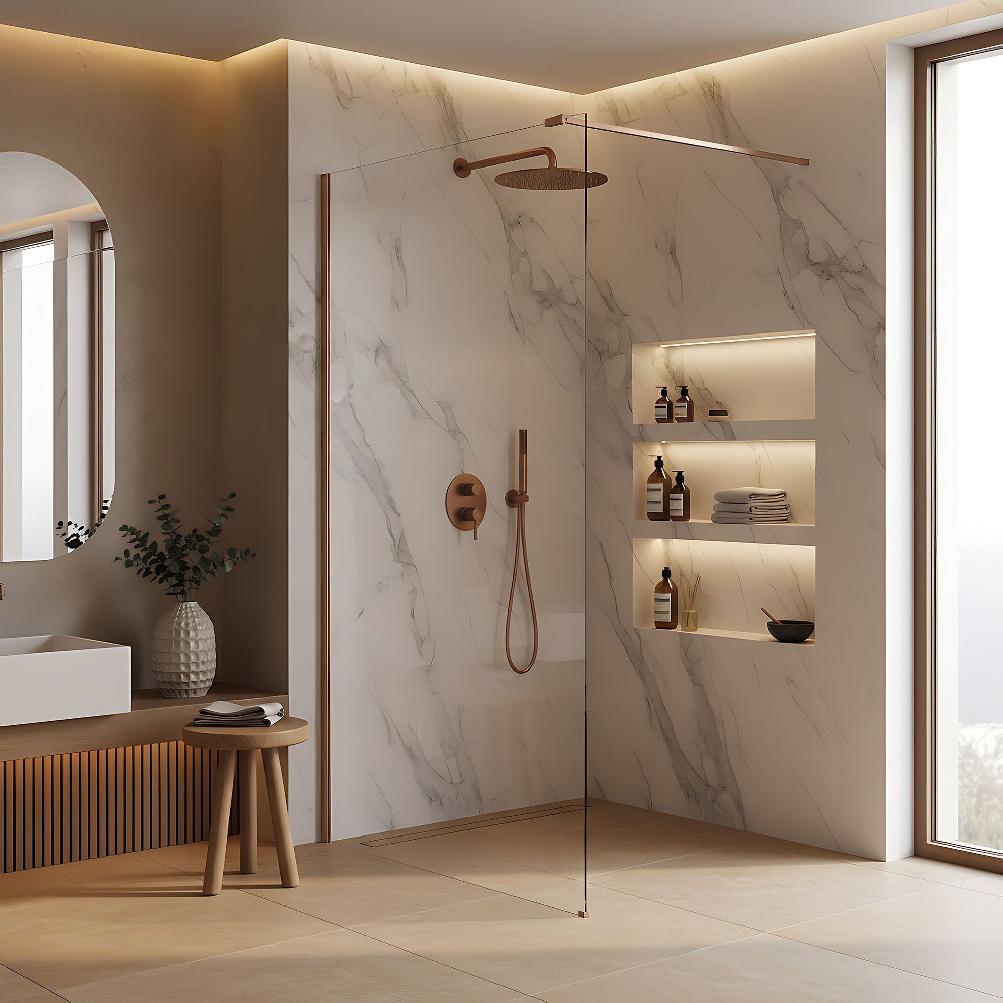 Kabina prysznicowa Walk-In Rea Flexi Transparent / Brush Copper 70  3