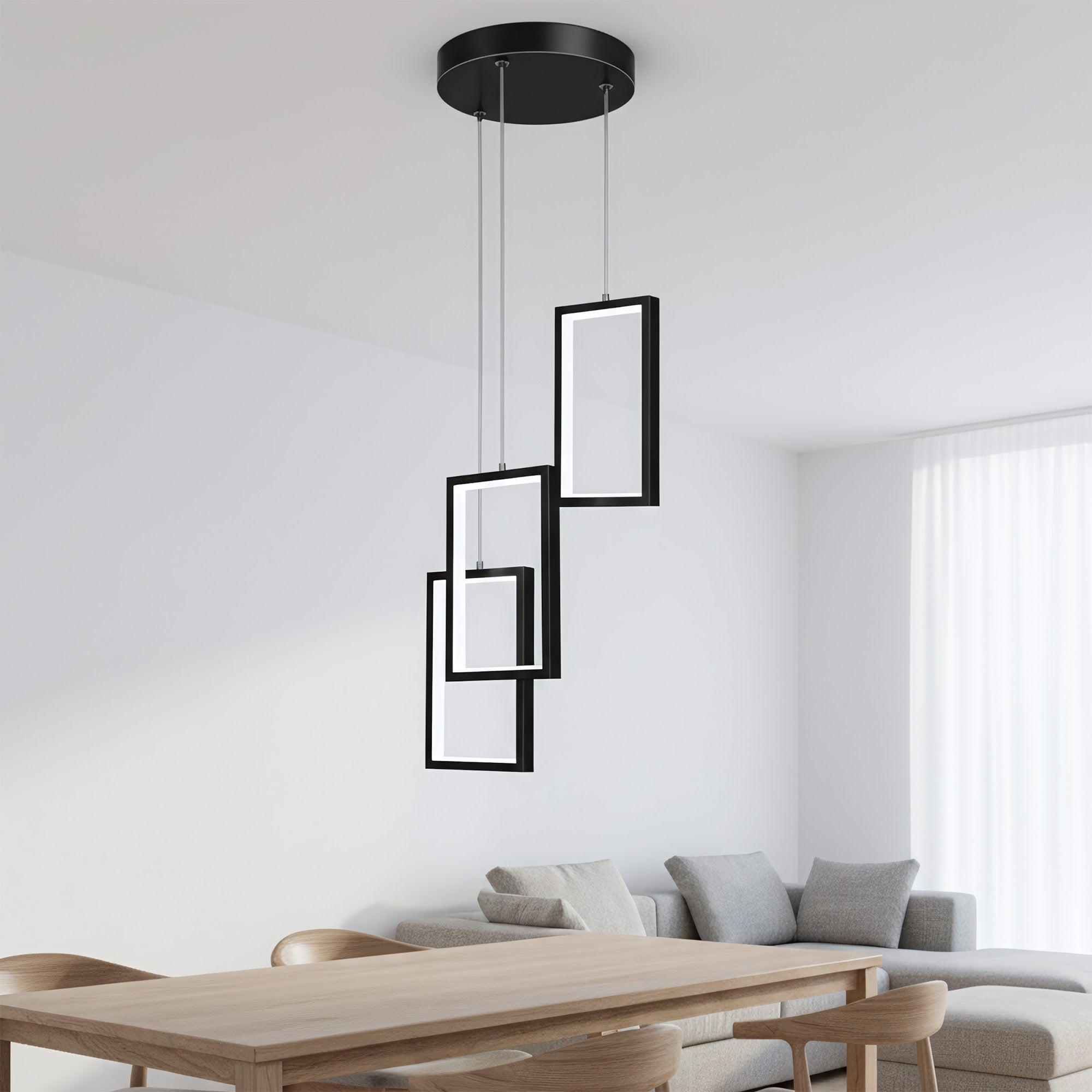Lampa Sufitowa Wisząca Led Lhj087-3cp Czarna  5