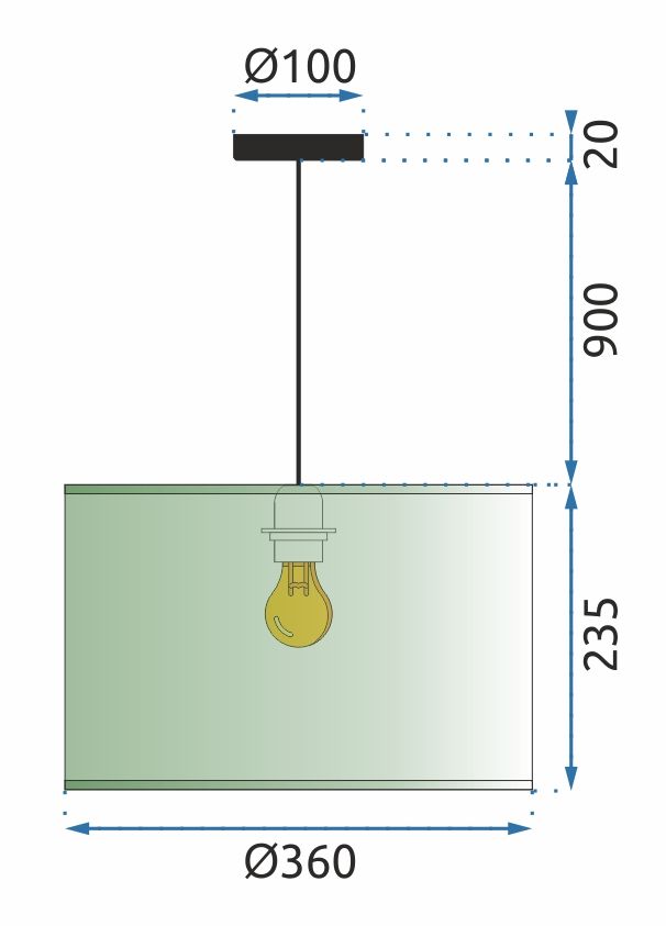 Lampa Wisząca  36cm APP953-1CP Niebieska