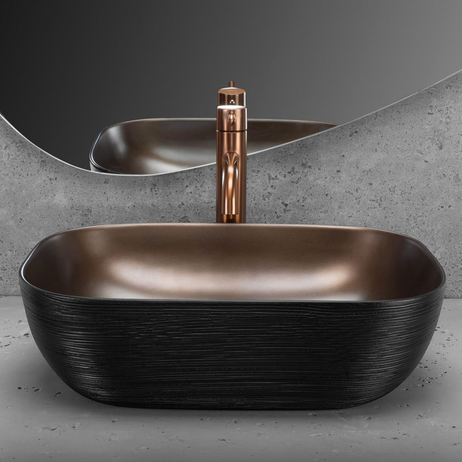 Umywalka nablatowa Rea Belinda COPPER BRUSH / Black  3