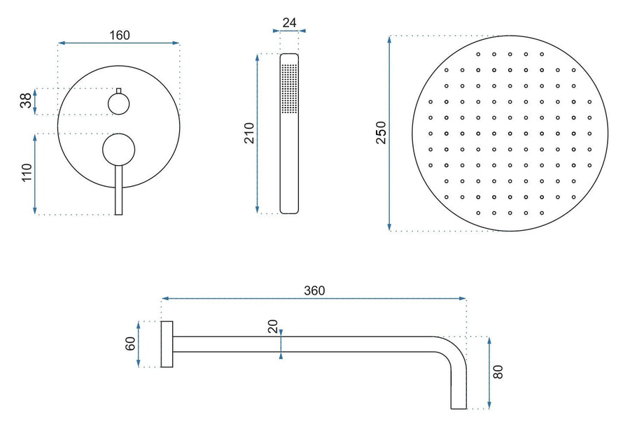 Zestaw natryskowy podtynkowy REA Lungo CZARNA METALICZNA + BOX