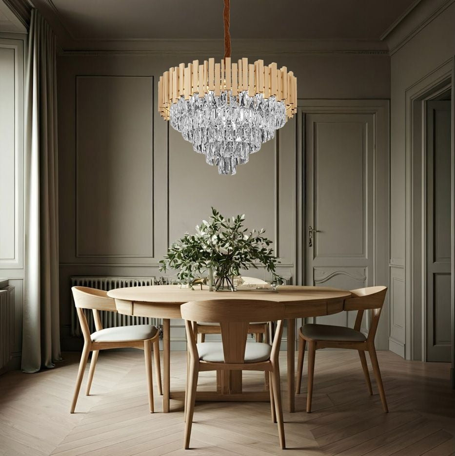 Lampa Wisząca Z Kryształami G052-cp 60cm Złota  4