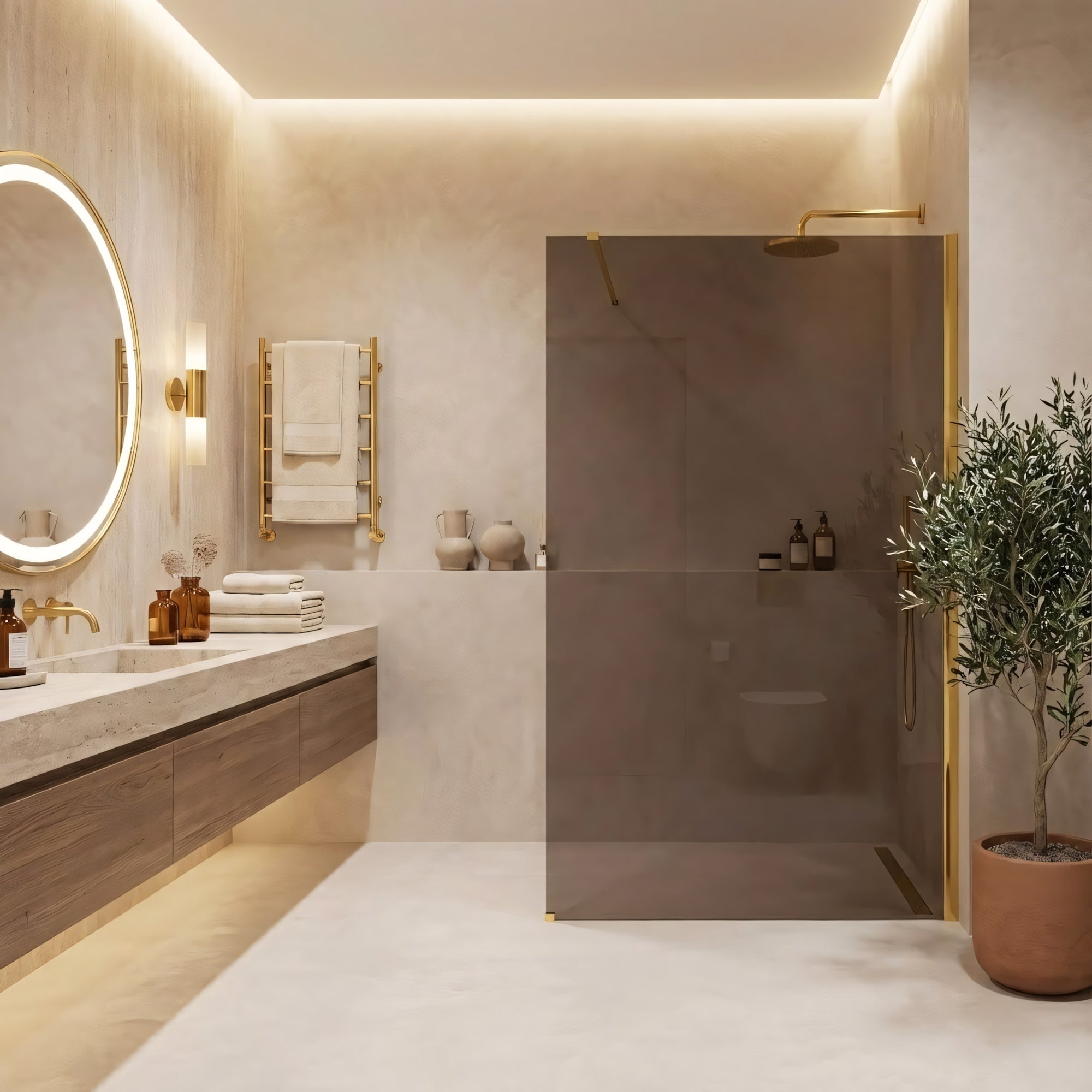 Kabina prysznicowa Walk-In Rea Flexi Brown / Gold 80  6