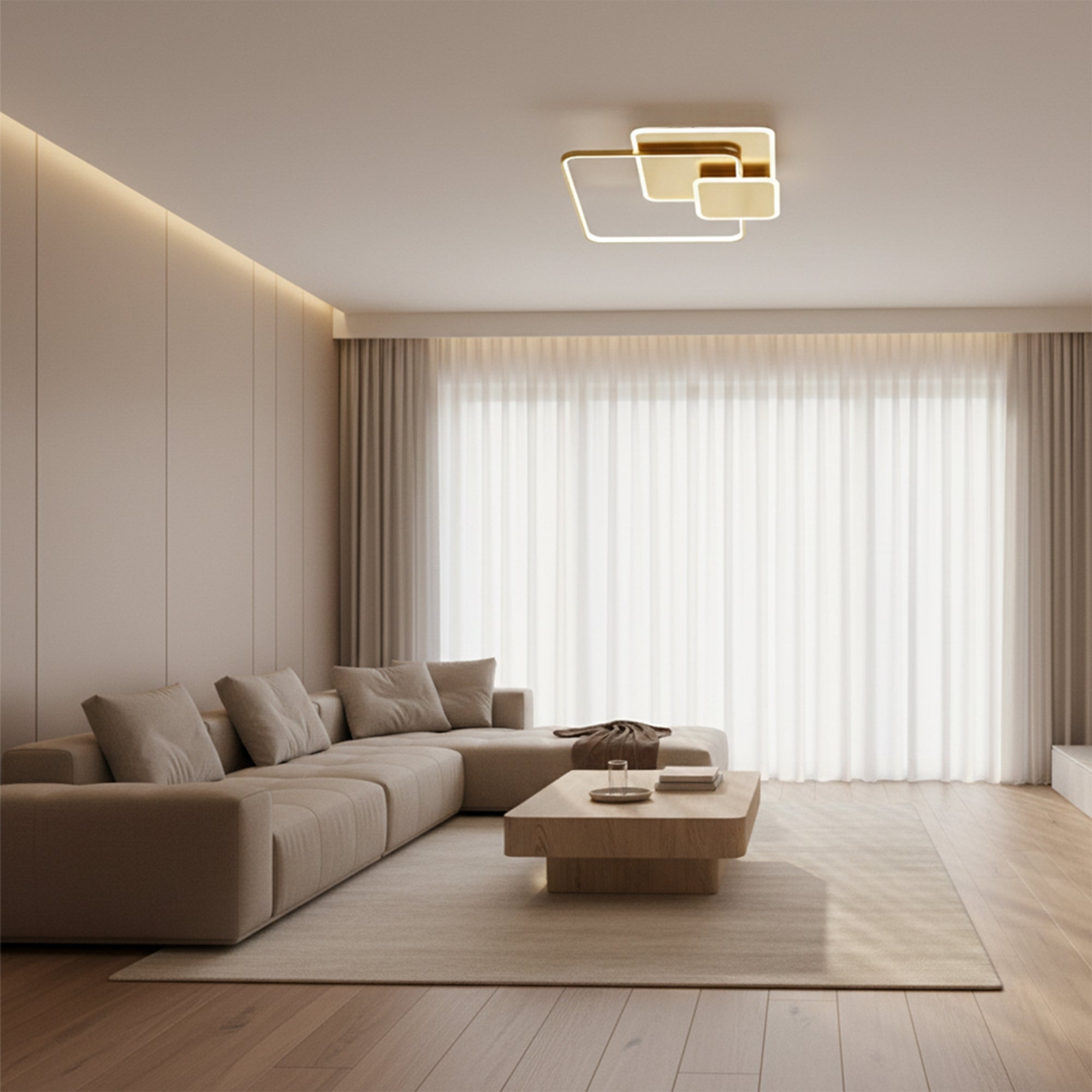 Lampa sufitowa APP1714-C plafon LED Złota Szczotkowana + pilot  6