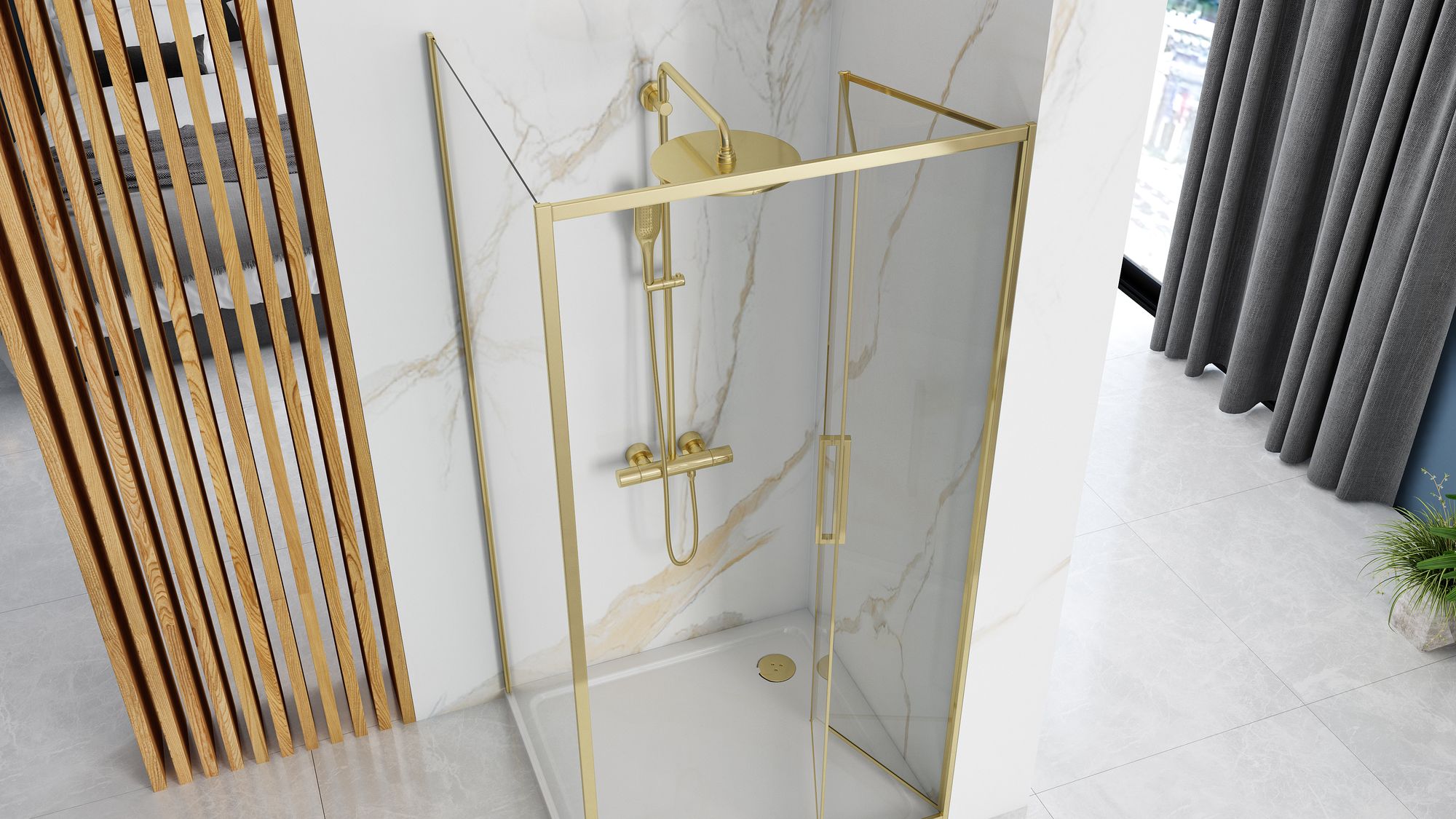 Kabina Prysznicowa Narożna Rapid Fold Złota Gold 100x80