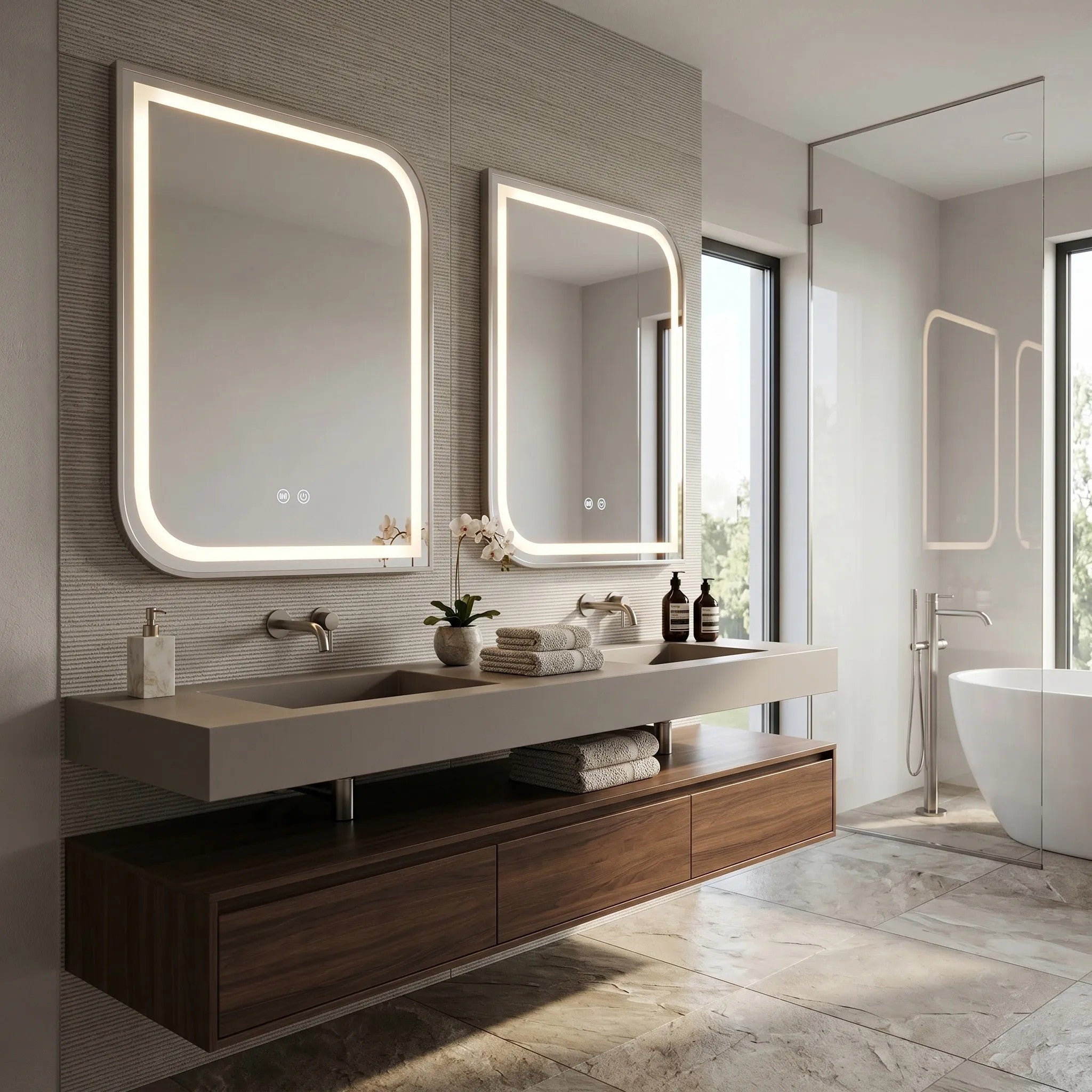 Lustro ścienne LED ZONE 80x60 Nikiel Szczotkowany  7