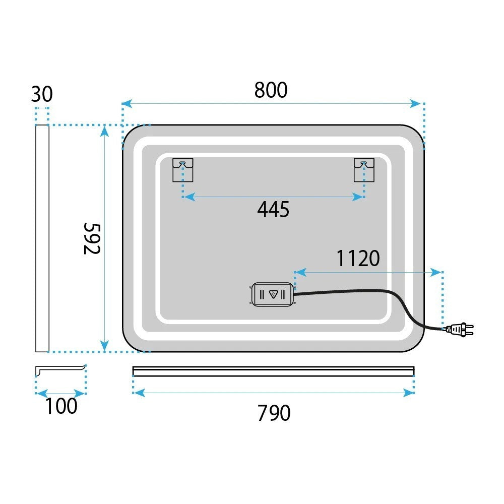 Lustro ścienne LED  z półką 80x60cm L-8060  7