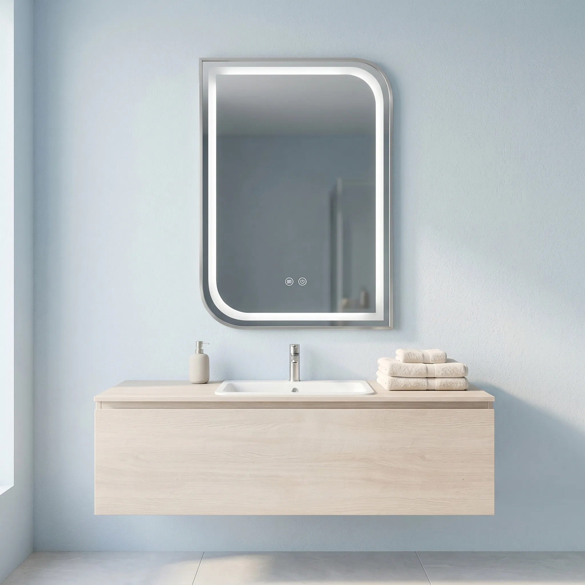 Lustro ścienne LED ZONE 70x50 Nikiel Szczotkowany  7