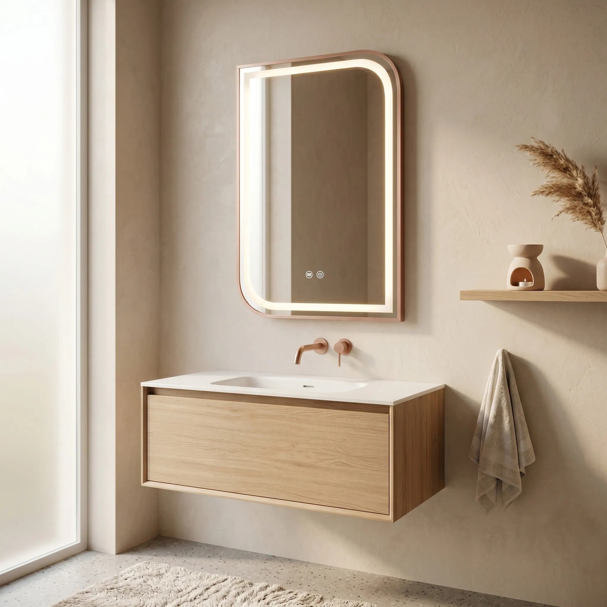 Lustro ścienne LED ZONE 70x50 Różowe Złoto Szczotkowane  7