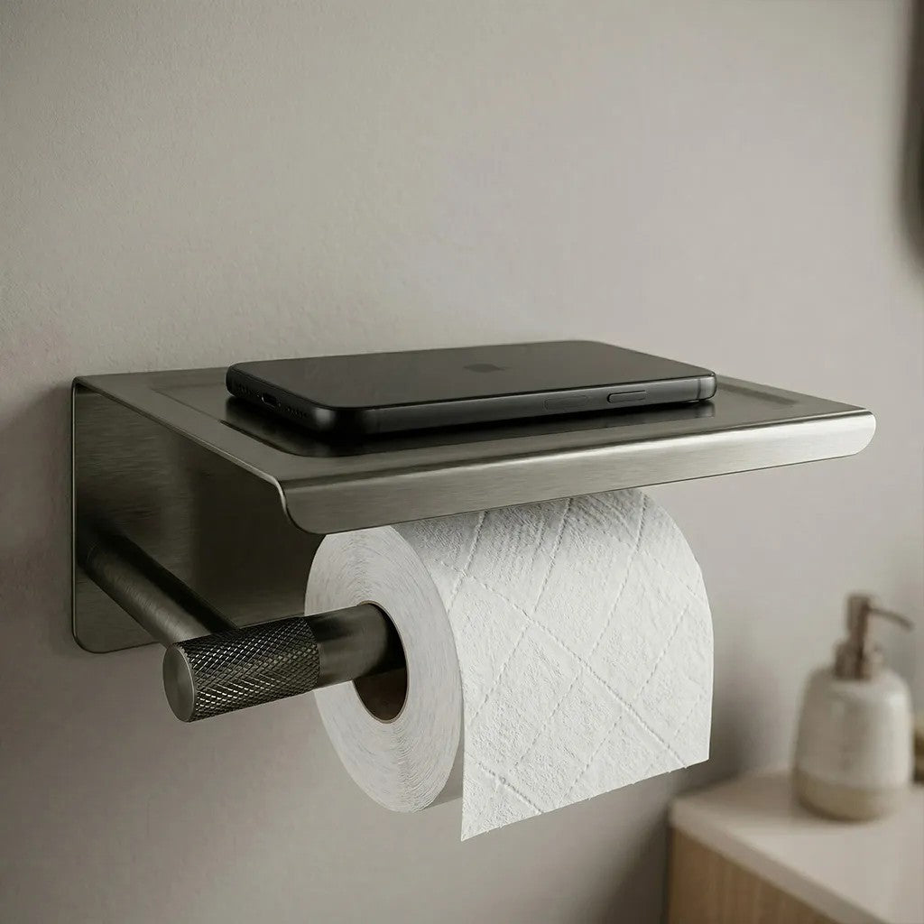 Uchwyt na papier toaletowy z półką 6613 Modern Tytan  7