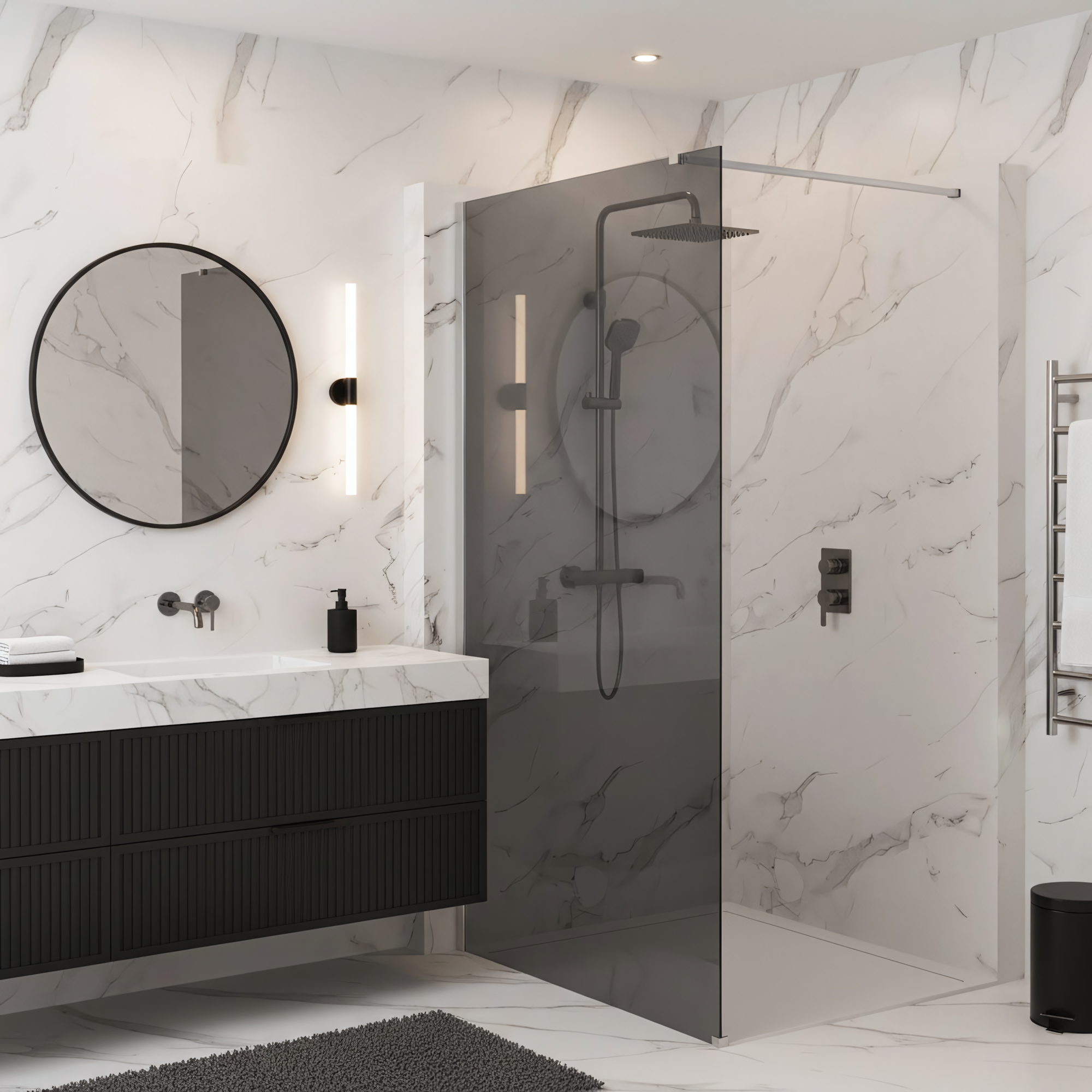 Kabina prysznicowa Walk-In Rea Flexi Grey / Chrome 90  10