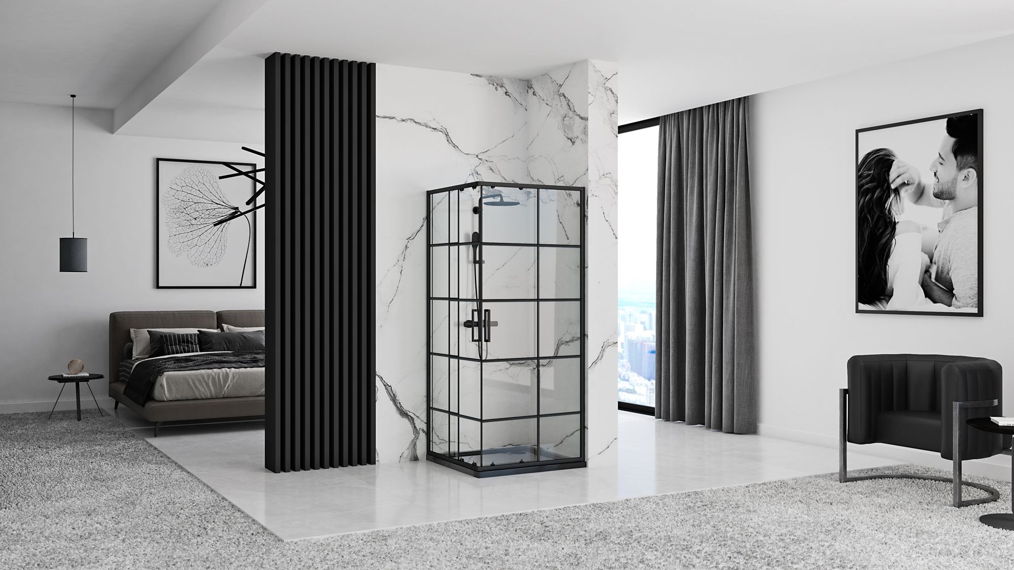 Kabina prysznicowa Rea Concept Black 90x90