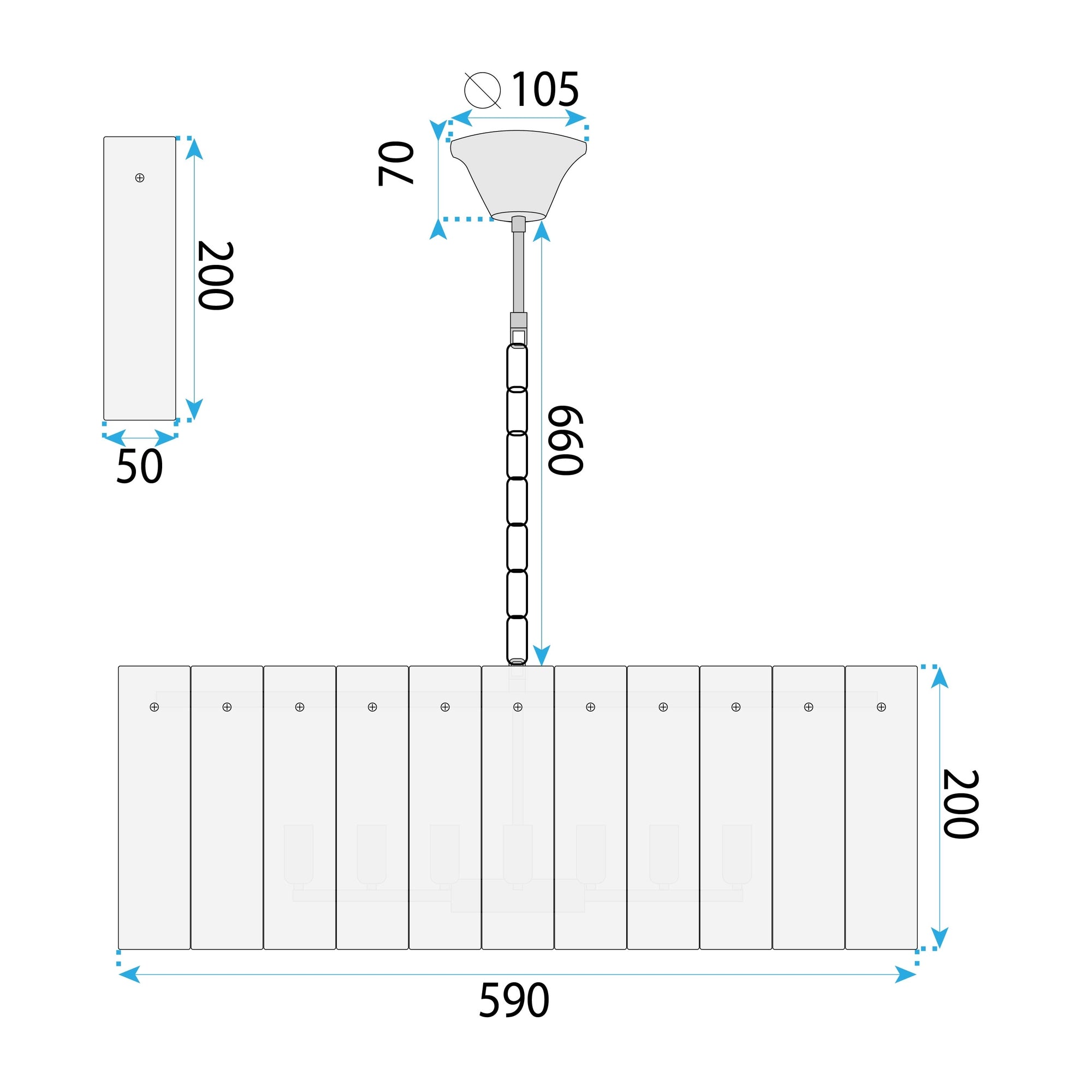 Lampa Wisząca Z Kryształami App1779-cp 60cm Złota  6