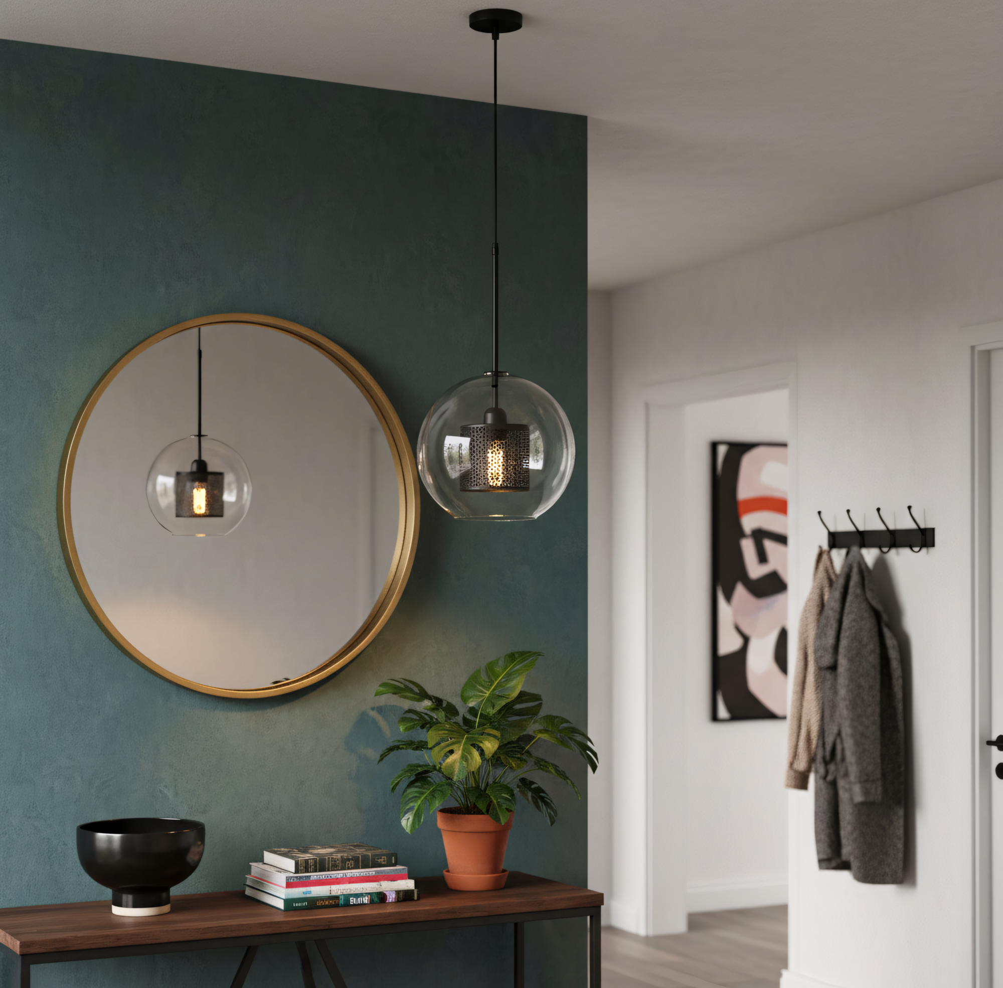 Lampa wisząca szklana loft APP557-1CP 20cm czarna  6