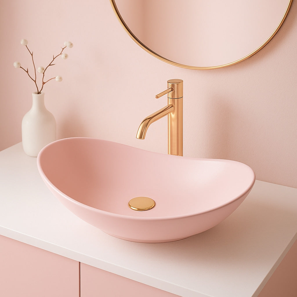Umywalka Nablatowa Rea Royal Powder Pink Matt  2