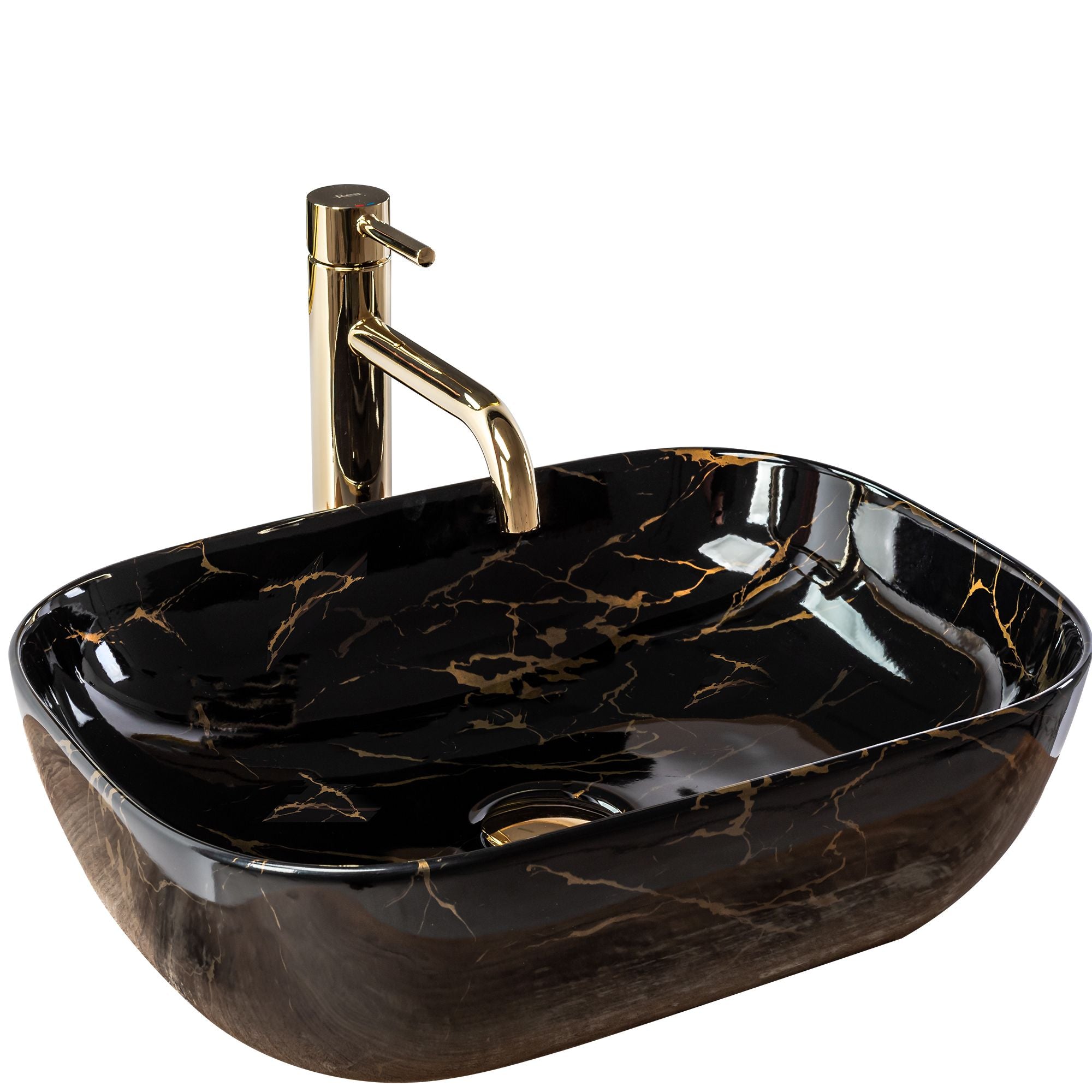 Umywalka nablatowa Rea Belinda Black Marble shiny  1