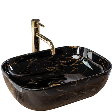 Umywalka nablatowa Rea Belinda Black Marble shiny  1