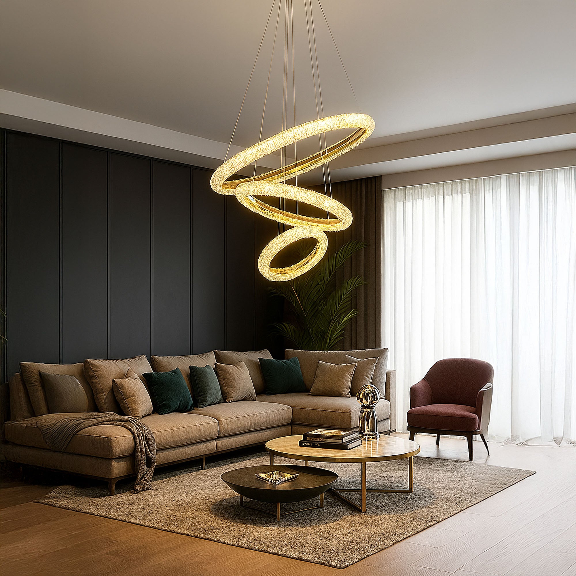 Lampa Sufitowa Wisząca Led Lhj042-cp3 Złota  4