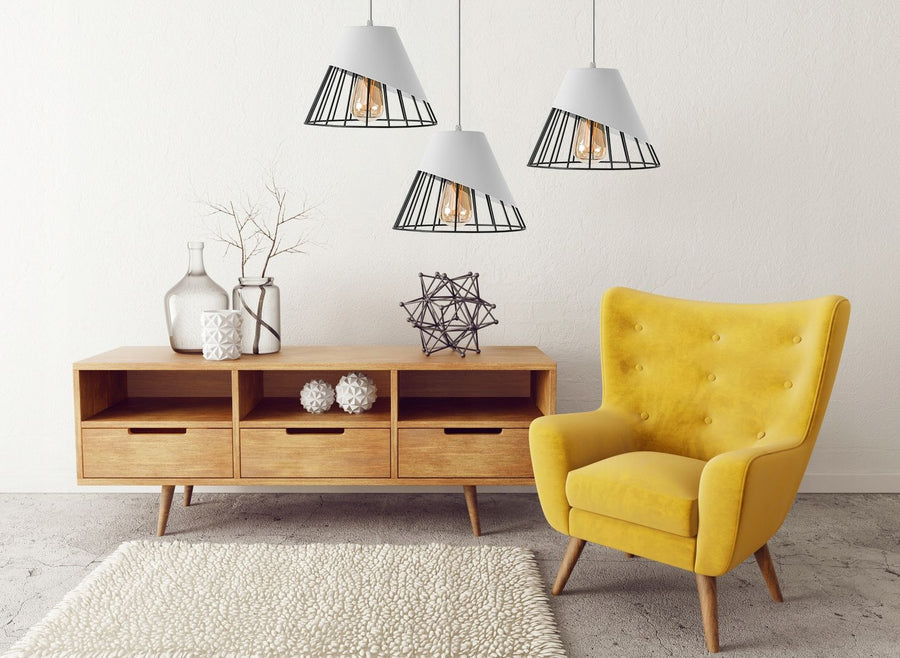LAMPA SUFITOWA WISZĄCA KLOSZ METAL APP228-1CP BIAŁA