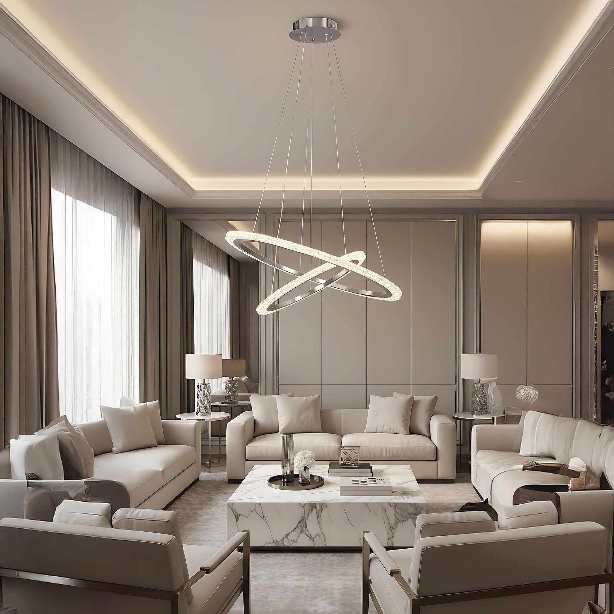 Lampa Sufitowa Wisząca Led Lhj045-cp2 Nikiel Szczotkowany  2