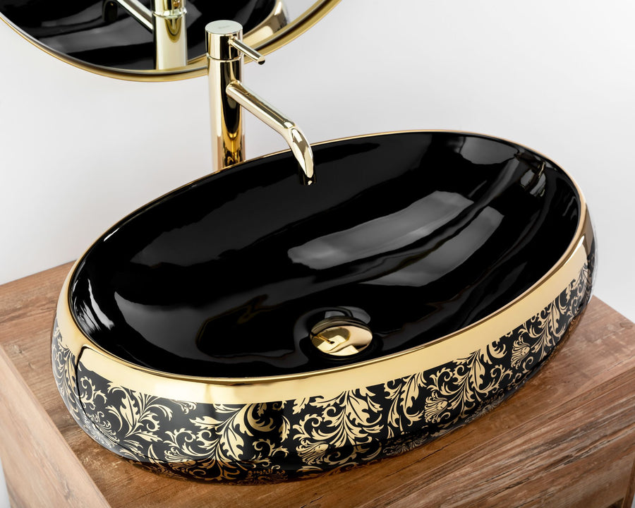 Umywalka nablatowa Rea Meryl Black / Gold