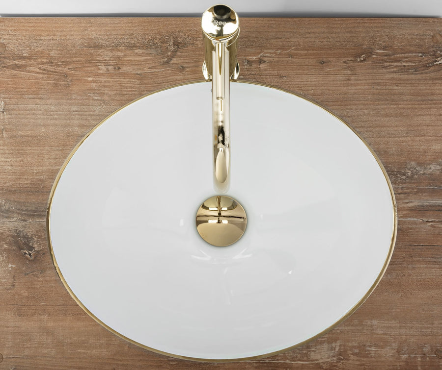 Umywalka nablatowa Rea Sofia White Gold Brush