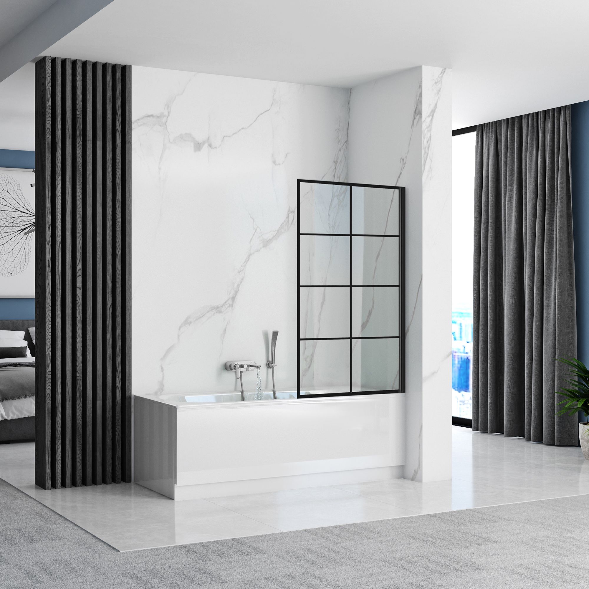 Parawan nawannowy Rea Lagos-1 Ruchomy 70 Black