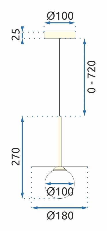 Lampa Wisząca klosz 10cm APP939-1CP Złota
