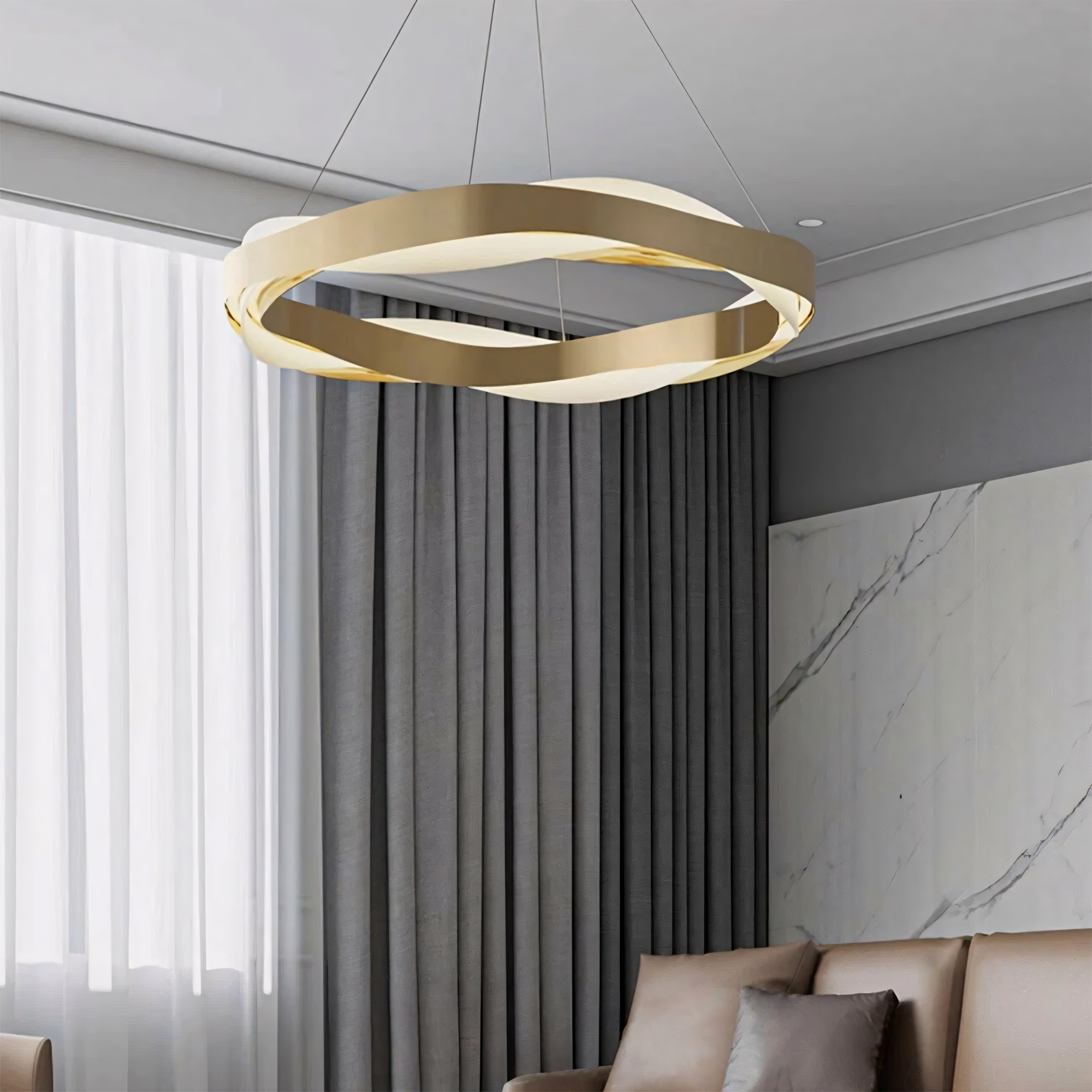 Lampa wisząca LED APP1802-CP Złota Szczotkowana + Pilot  2