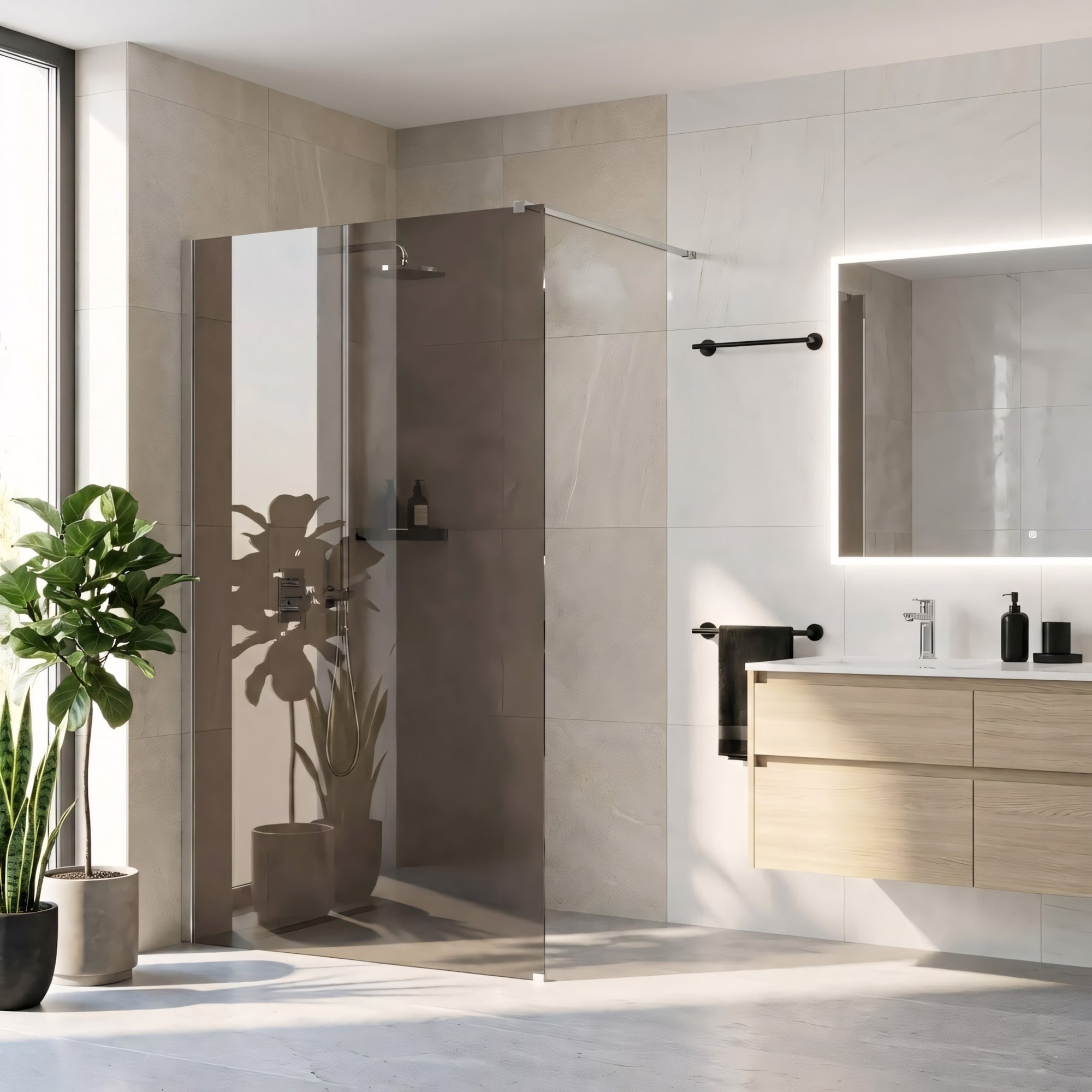 Kabina prysznicowa Walk-In Rea Flexi Brown / Chrome 140  3